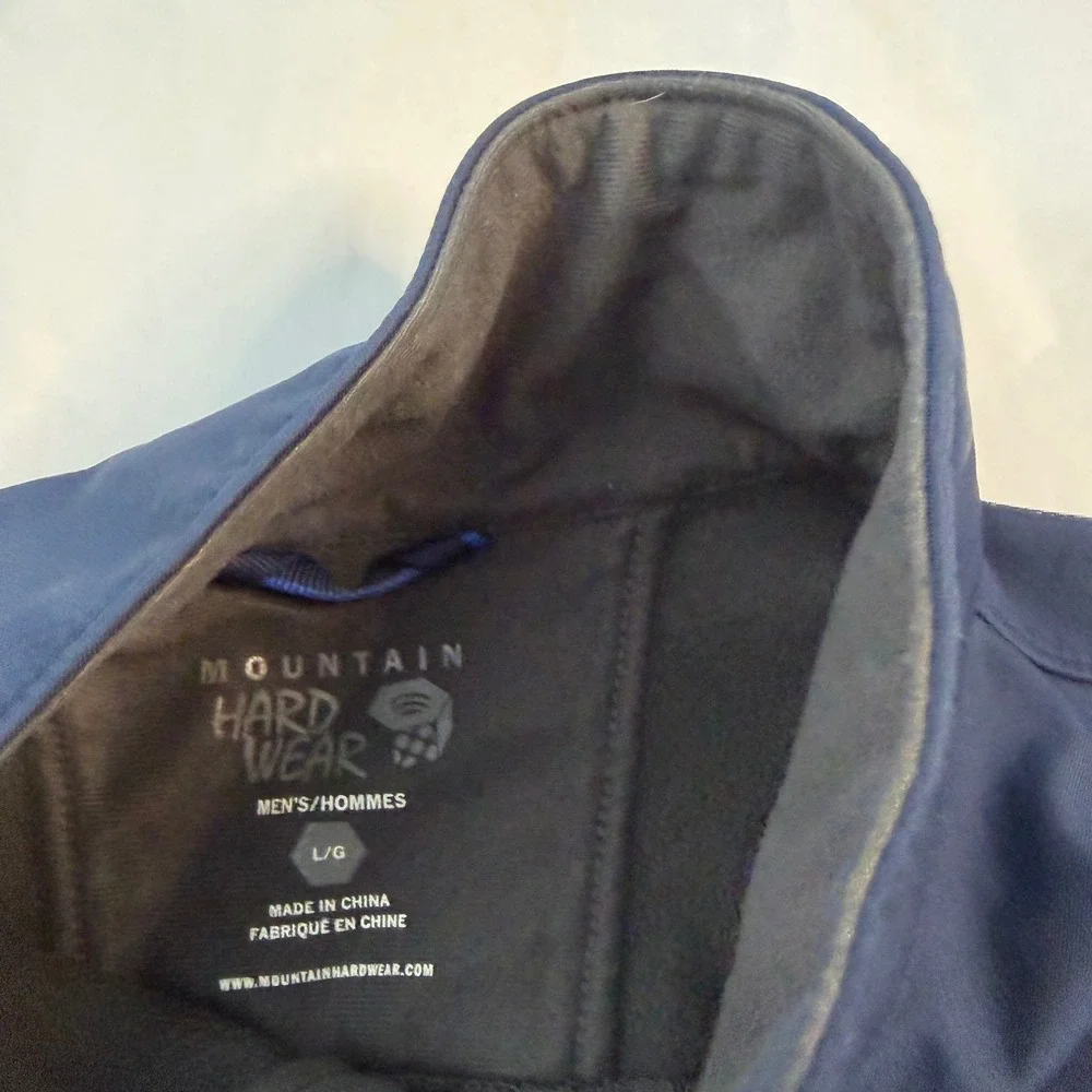 Mountain Hardwear Mens Navy Soft Shell Fleece Lined‎ Jacket Windbreaker Large